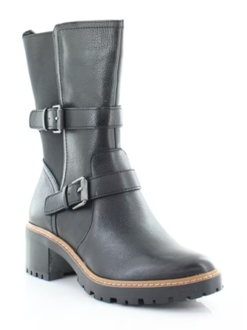 Naturalizer Black Leather Chelsea Boots with Lug Sole Size 8.5